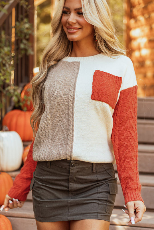 Flame Colorblock Pullover Mit Aufgesetzten Taschen Und Schultertaschen