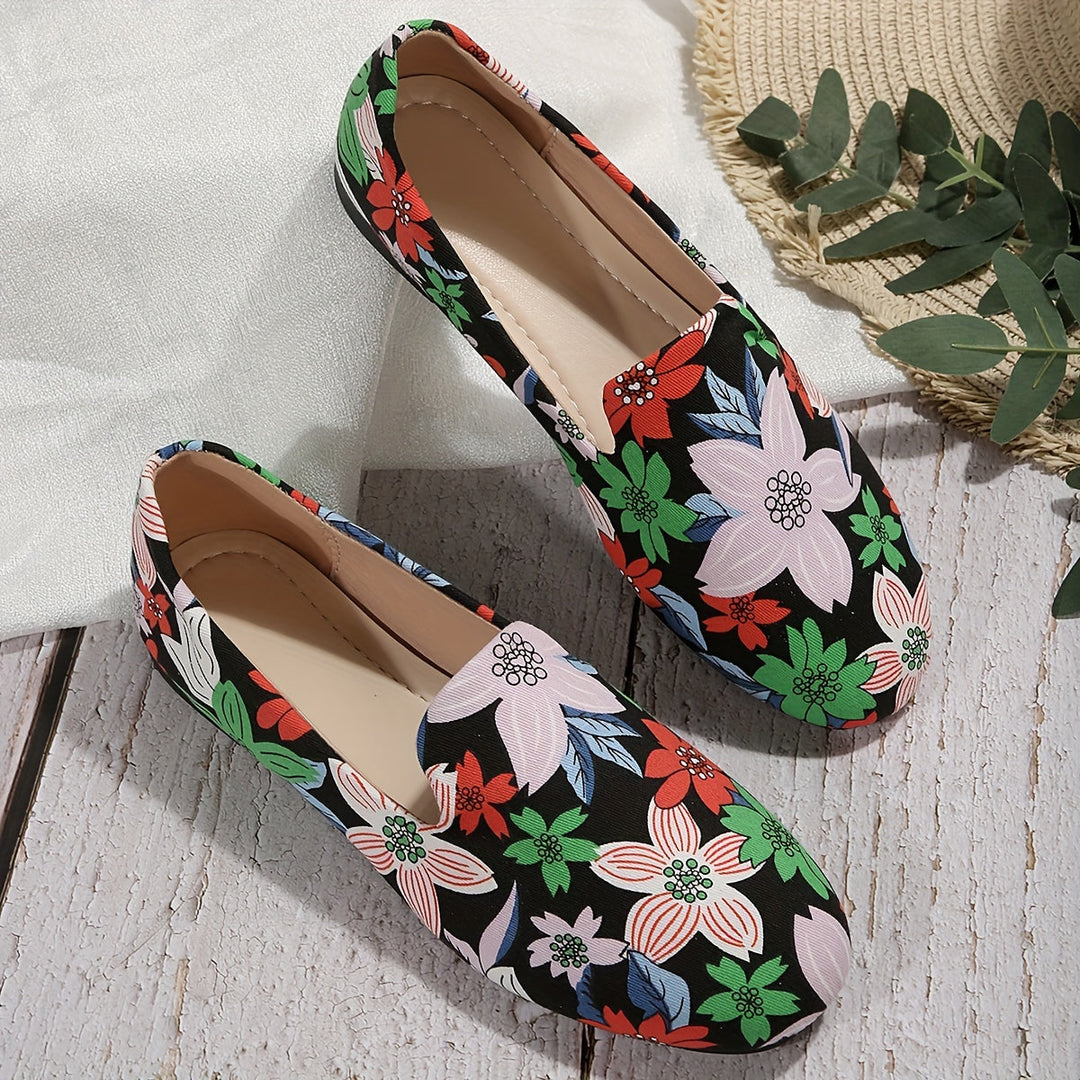 Heidi-Mode | Damen Slip On Loafers Blumen