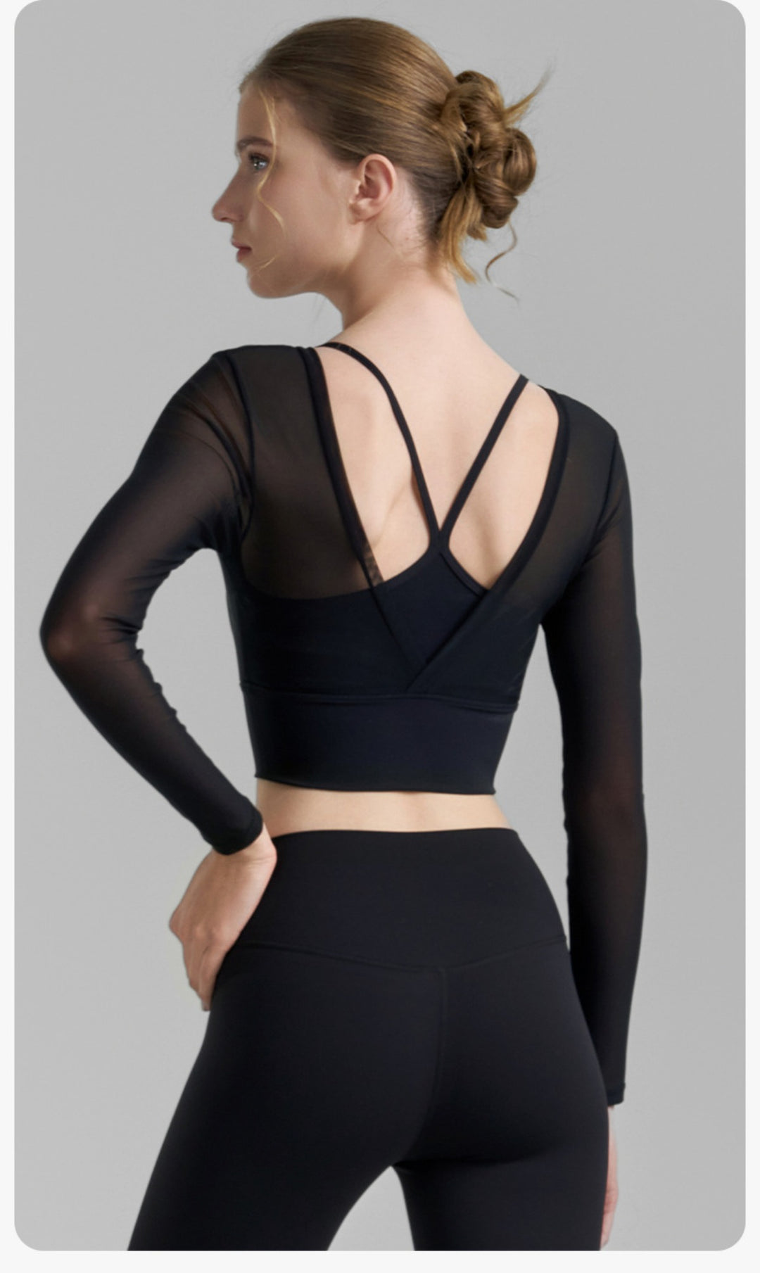 Heidi Mode | Fake zwei sexy Mesh-Yoga-Kleidung