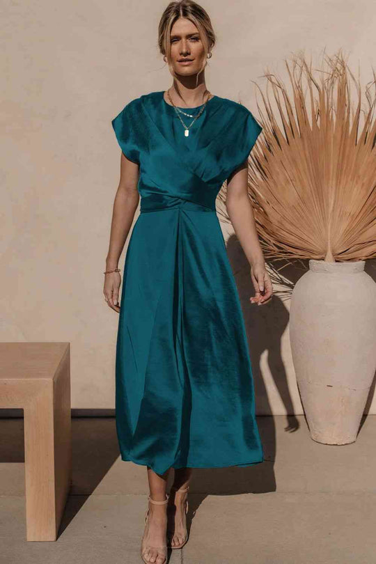 Heidi-Mode | Satin Cap Sleeve Tie Back Midi Kleid