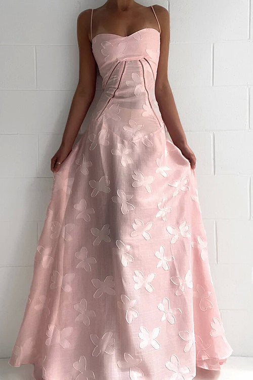Heidi-Mode | Geschenk Der Liebe Blumen Tie Back Maxi Kleid Elfenbein