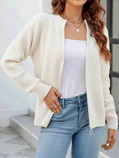 Damen Casual Cardigan mit Reißverschluss