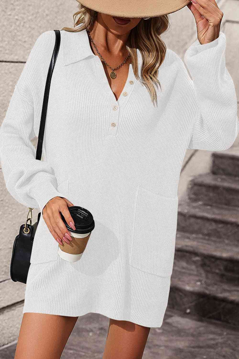 Heidi-Mode | Johnny Kragen Drop Shoulder Sweater Kleid