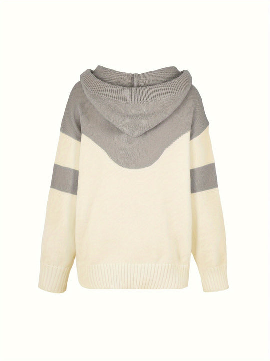 Heidi-Mode - Lässig Herbst Bunte Block Kordelzug Hoodie mit Tasche für Frauen