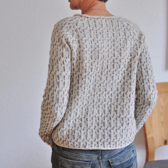 Schicke graue Pullover mit Rundhalsausschnitt