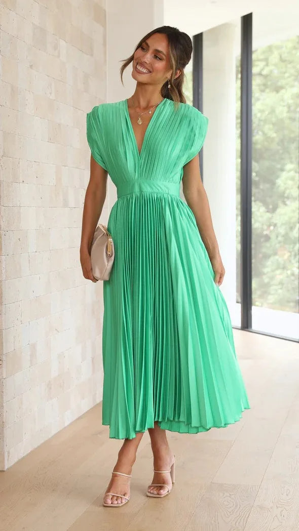 Heidi-Mode | Aisha Plunge Midikleid Elegante Falten für Besondere Looks