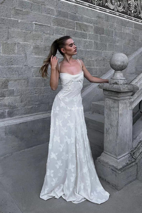 Heidi-Mode | Geschenk Der Liebe Blumen Tie Back Maxi Kleid Elfenbein
