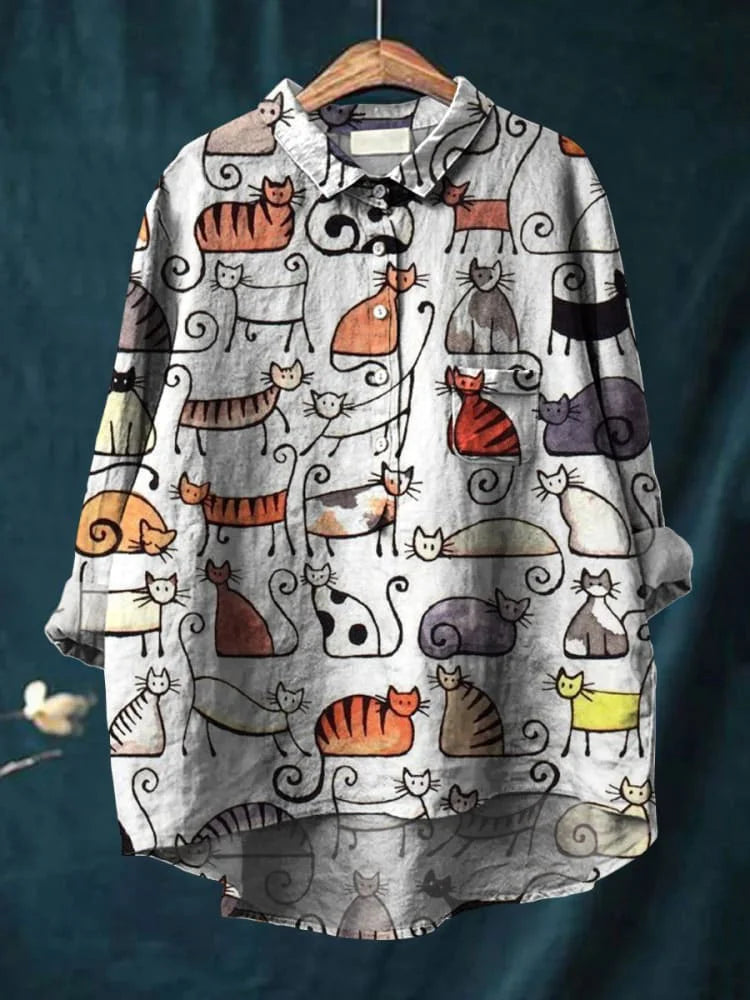 Heidi-Mode | Katzenkunst Auf Weißem T-Shirt