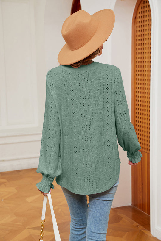 Heidi-Mode | Notchkragen Volant Ärmel Bluse