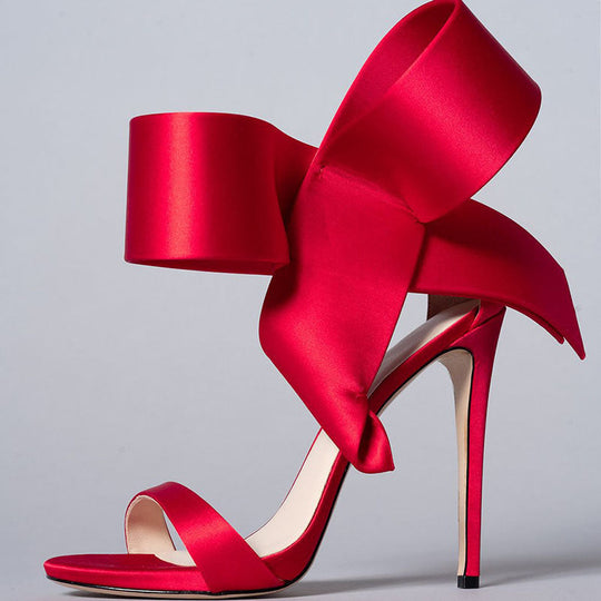 Heidi-Mode | Sommer Übergröße Schleife Knöchelriemen High Heels Sandalen für Frauen