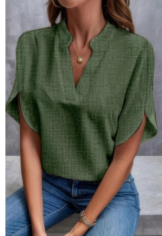 Heidi-Mode | Sommerliche Chiffon-Bluse mit V-Ausschnitt für Damen