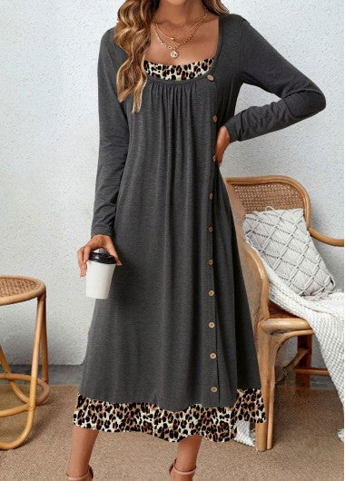 Damen Casual A Line Kleid mit Leopardenmuster