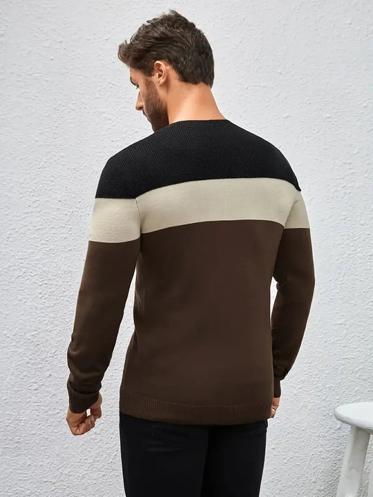 Heidi-Mode Voller Ärmel 3 Tone Stylish Herren Pullover