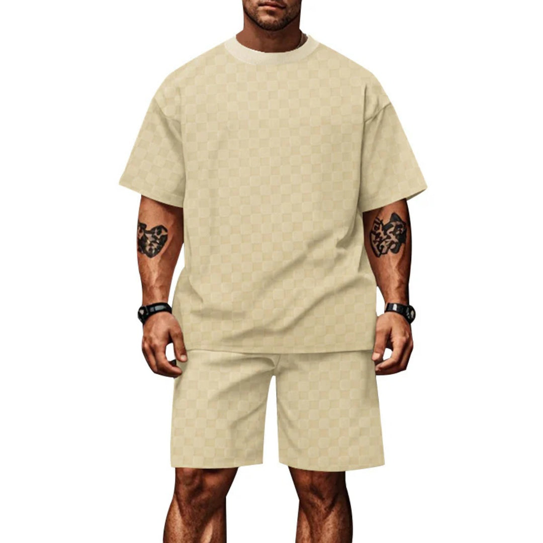 Heidi Mode | Schachbrettmuster Kurzarm-Shorts-Set