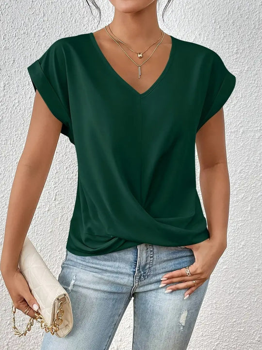 Heidi Mode | Einfarbiges T-Shirt mit V-Ausschnitt