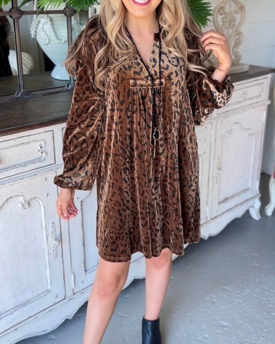 Heidi-Mode | Wechselnde Jahreszeiten Mode Leopard Samt Kleid