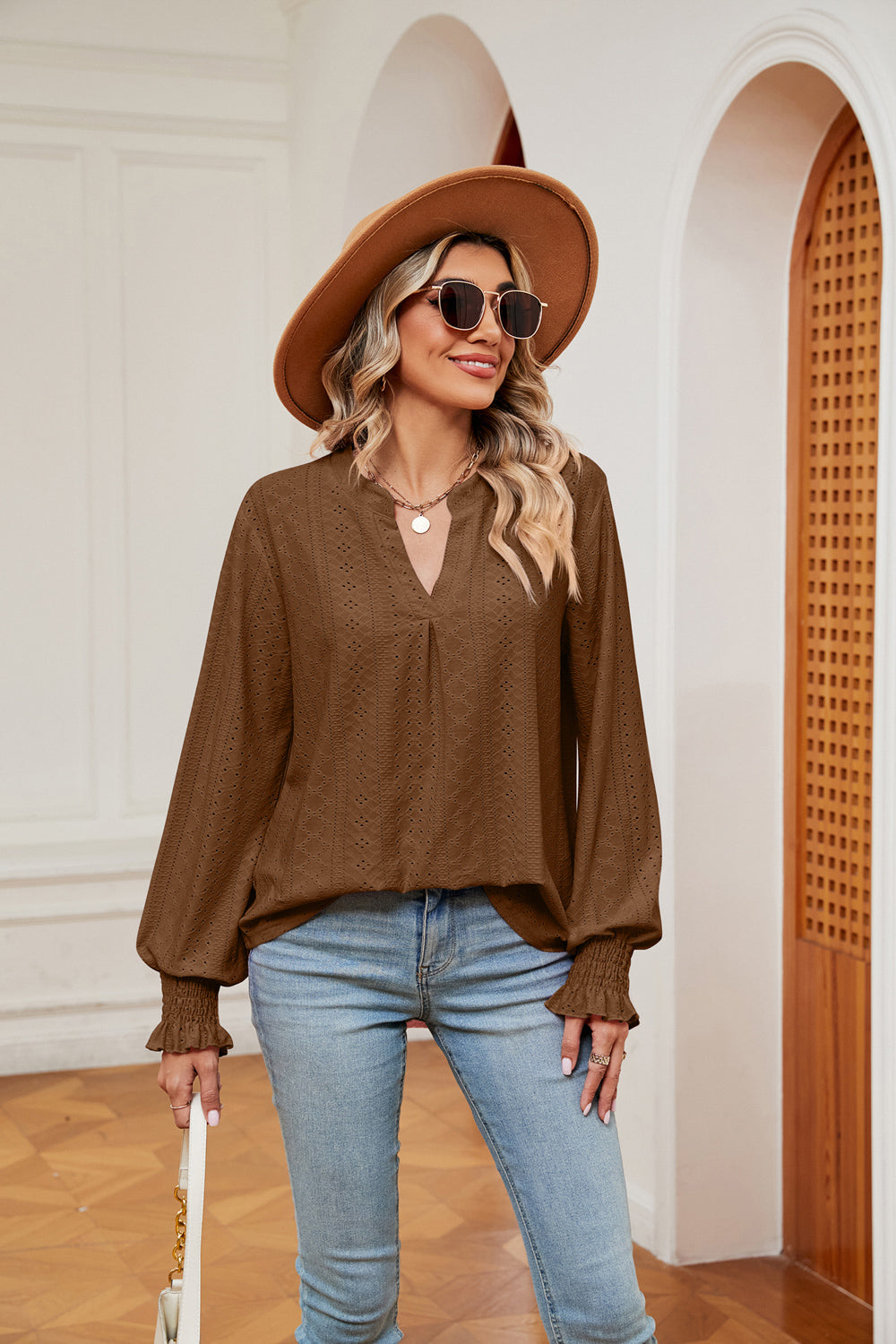 Heidi-Mode | Notchkragen Volant Ärmel Bluse