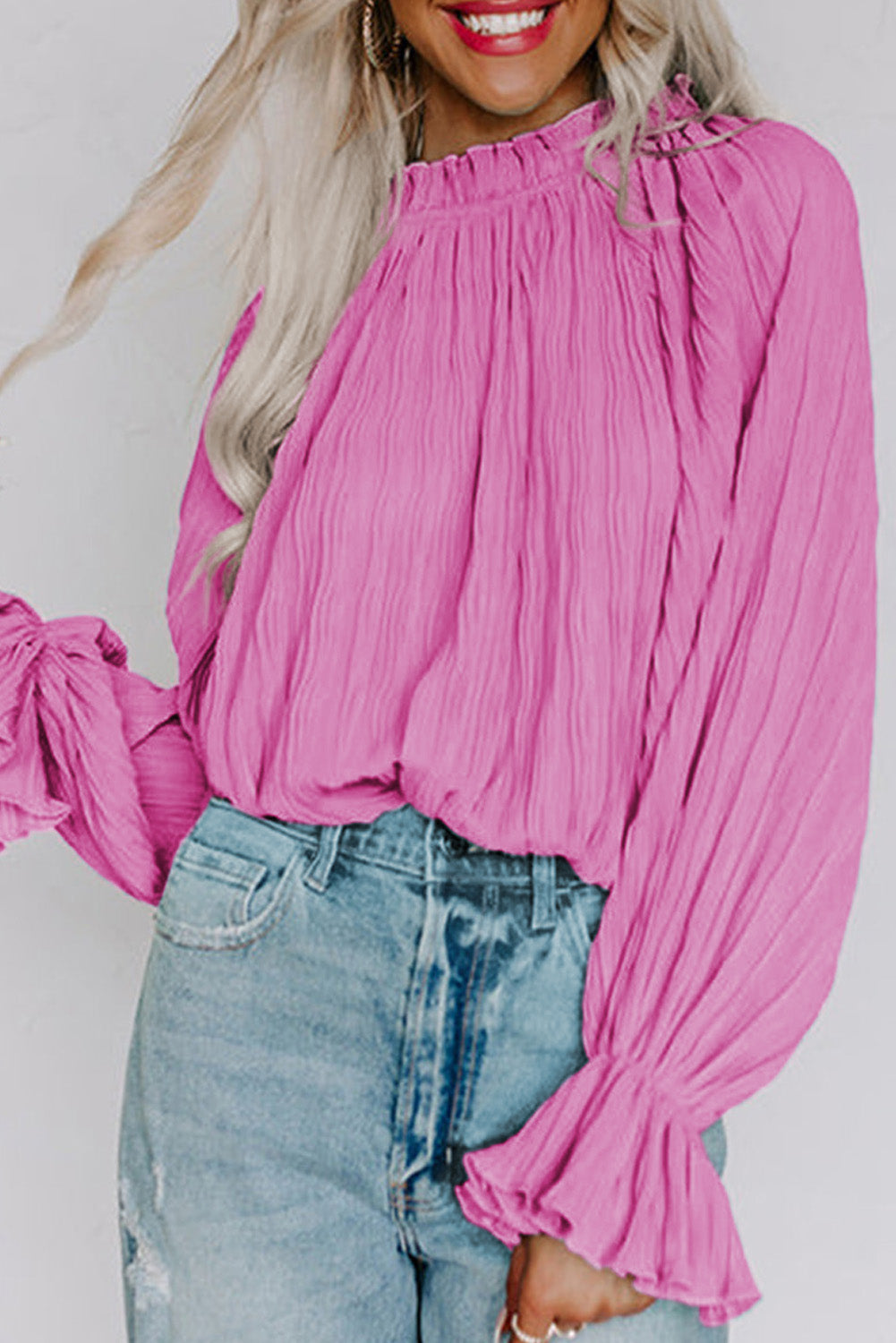 Heidi-Mode | Rundhals Volantärmel Bluse