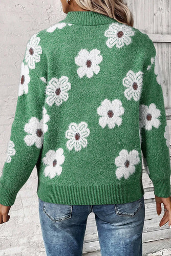 Heidi-Mode | Blumen Halb-Zip Winterpullover