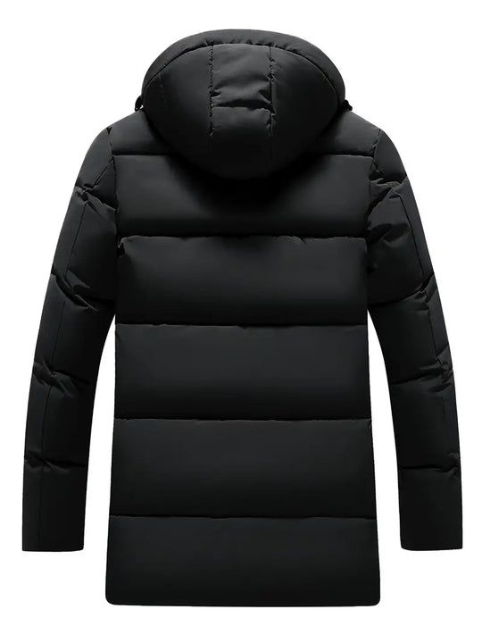 Heidi-Mode - Warme Winterjacke für Herren - Lange Steppjacke mit Graphenfutter und Kapuze