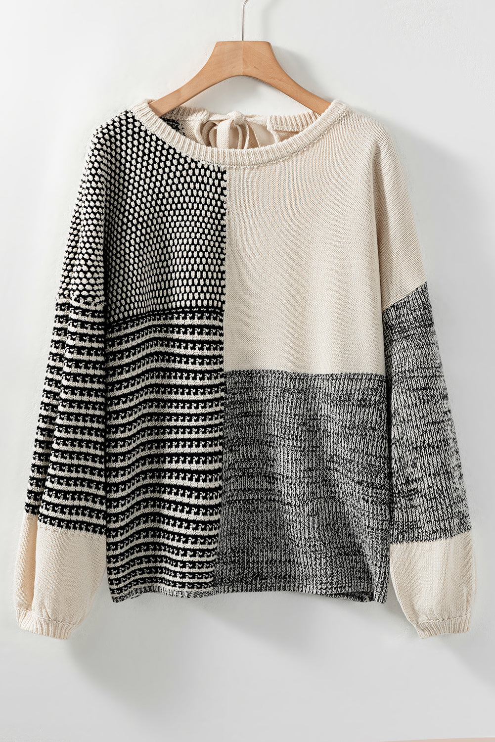 Neutraler Colorblock Pullover Zum Binden