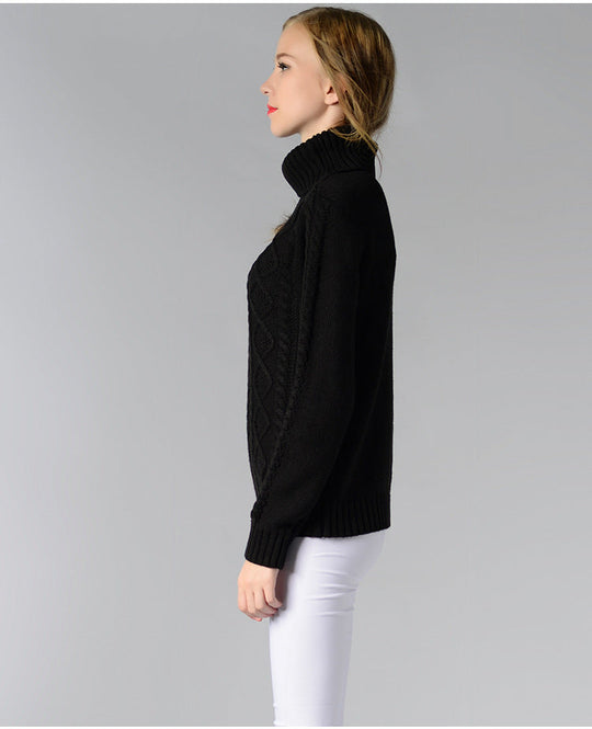 Heidi-Mode | Damen Rollkragenpullover mit langen Ärmeln und Kabelstrick