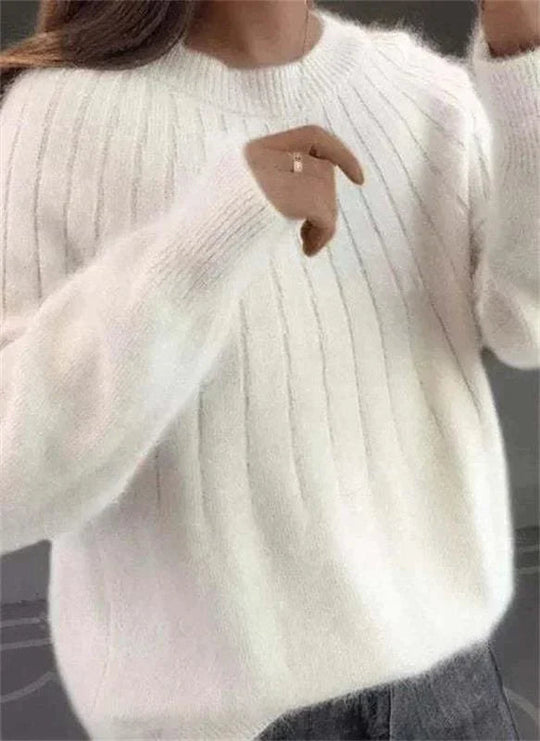 Gestrickter, flauschiger Kaschmirpullover für Damen