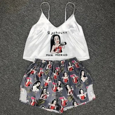 Heidi-Mode | Neuer sexy Damen-Pyjama Pyjama aus Seide im Tiermuster