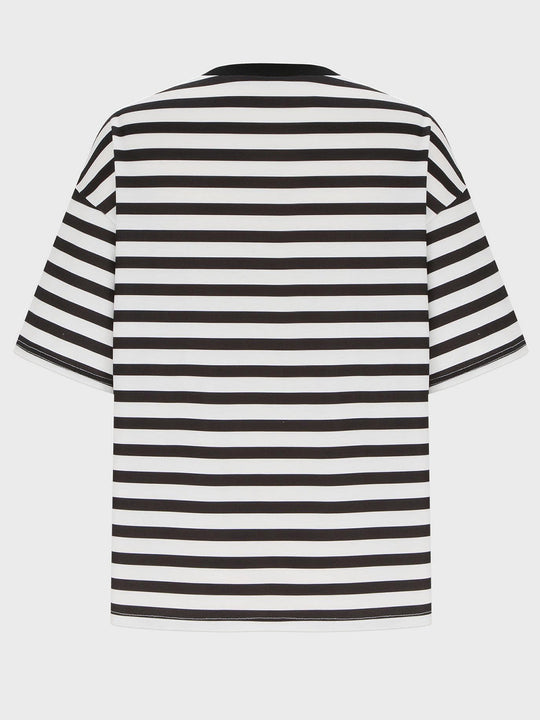 Heidi-Mode | Gestreiftes Rundhals-Halbarm-T-Shirt