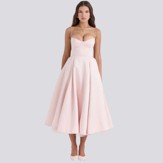 Heidi-Mode | Midi-Kleid mit Blumenkorsett für Damen