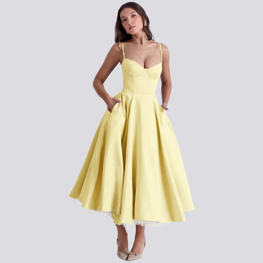 Heidi-Mode | Midi-Kleid mit Blumenkorsett für Damen