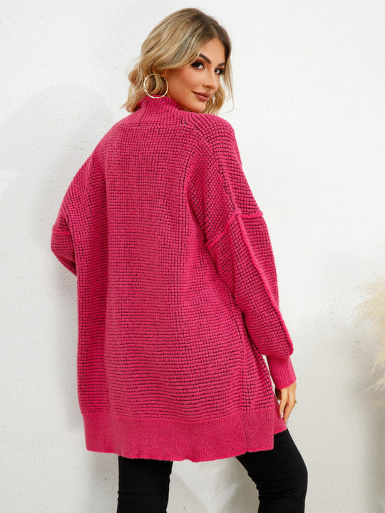 Heidi-Mode | Offene Front Heruntergezogene Schulter Strickjacke