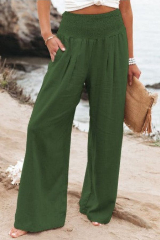 Elegante dehnbare Palazzo-Hose für Damen