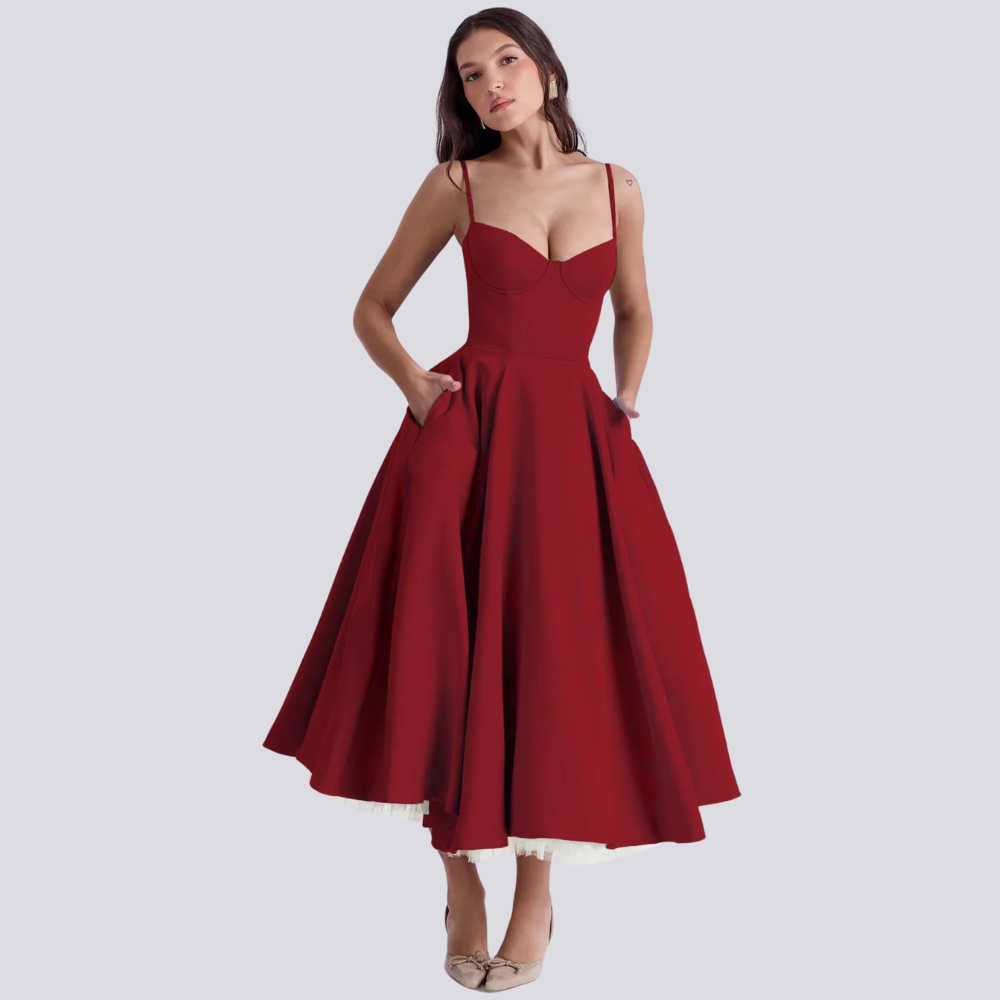 Heidi-Mode | Midi-Kleid mit Blumenkorsett für Damen