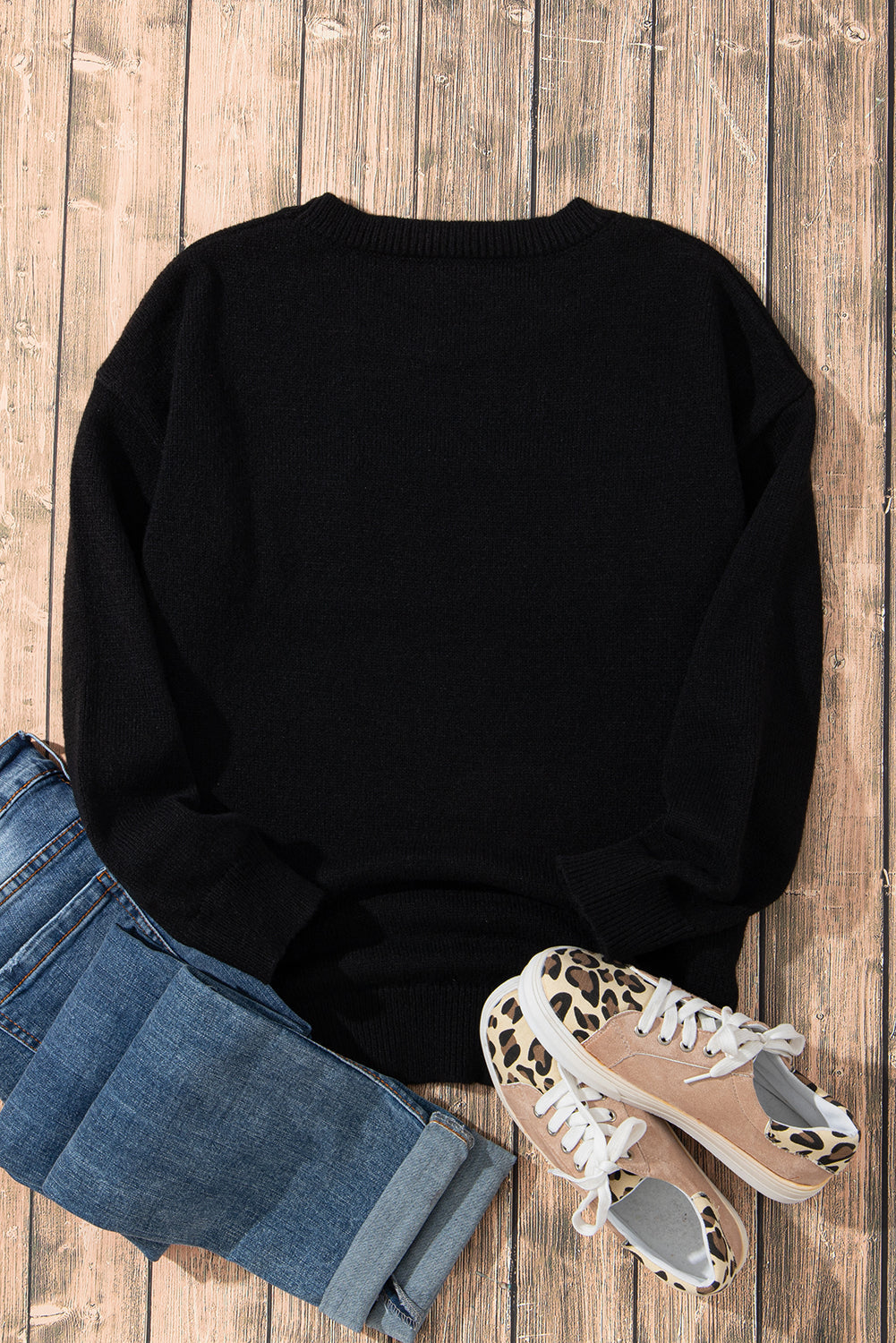 Xoxo Glitter Print Rundhalsausschnitt Casual Pullover