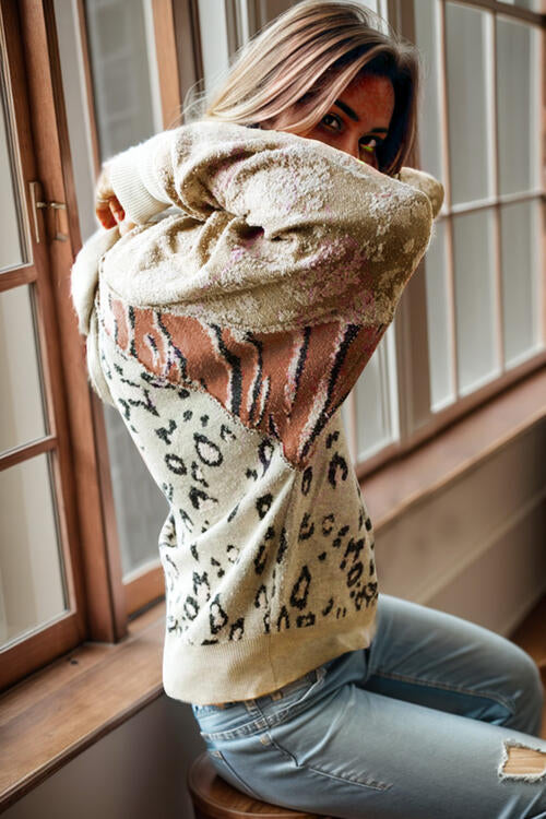 Heidi-Mode | Leopard Kordelzug Kapuzenpullover
