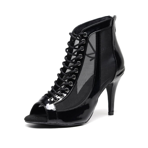 Heidi-Mode | Damen Schwarze Stiletto-Ferse Latin Tanzschuhe Reißverschluss