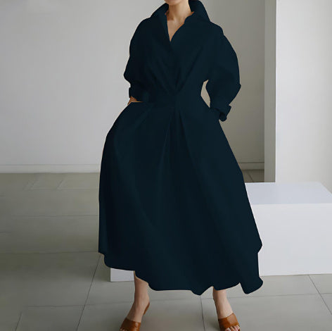 Heidi-Mode | Langärmliges Hemdkleid mit Elastischem Taillenbund