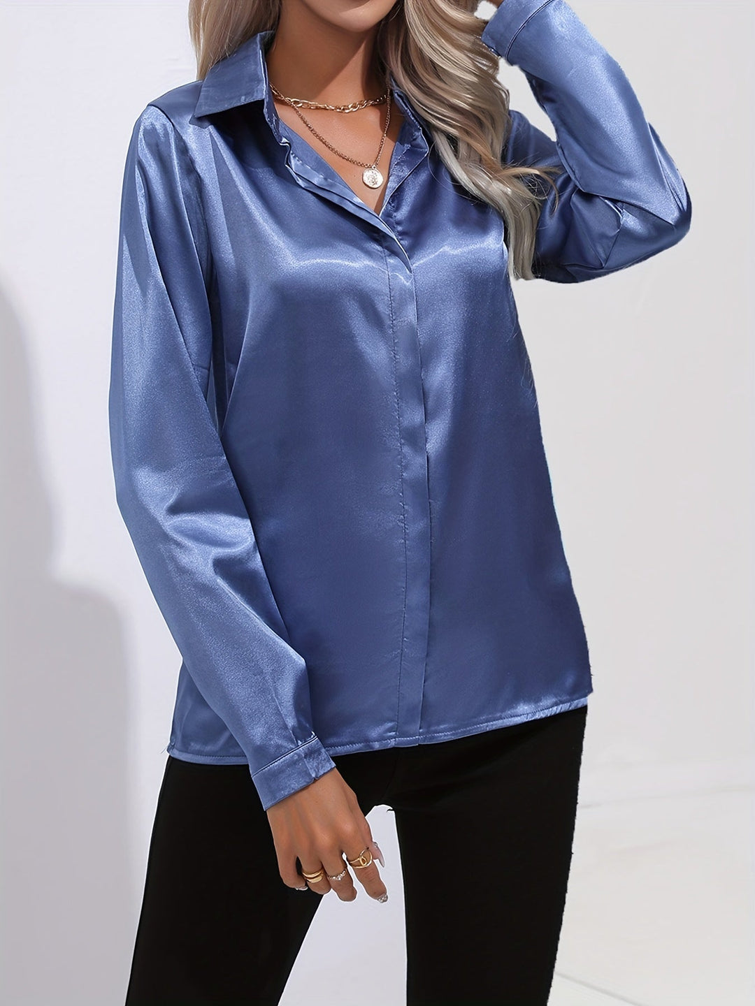 Heidi | Damen Elegante Satinbluse