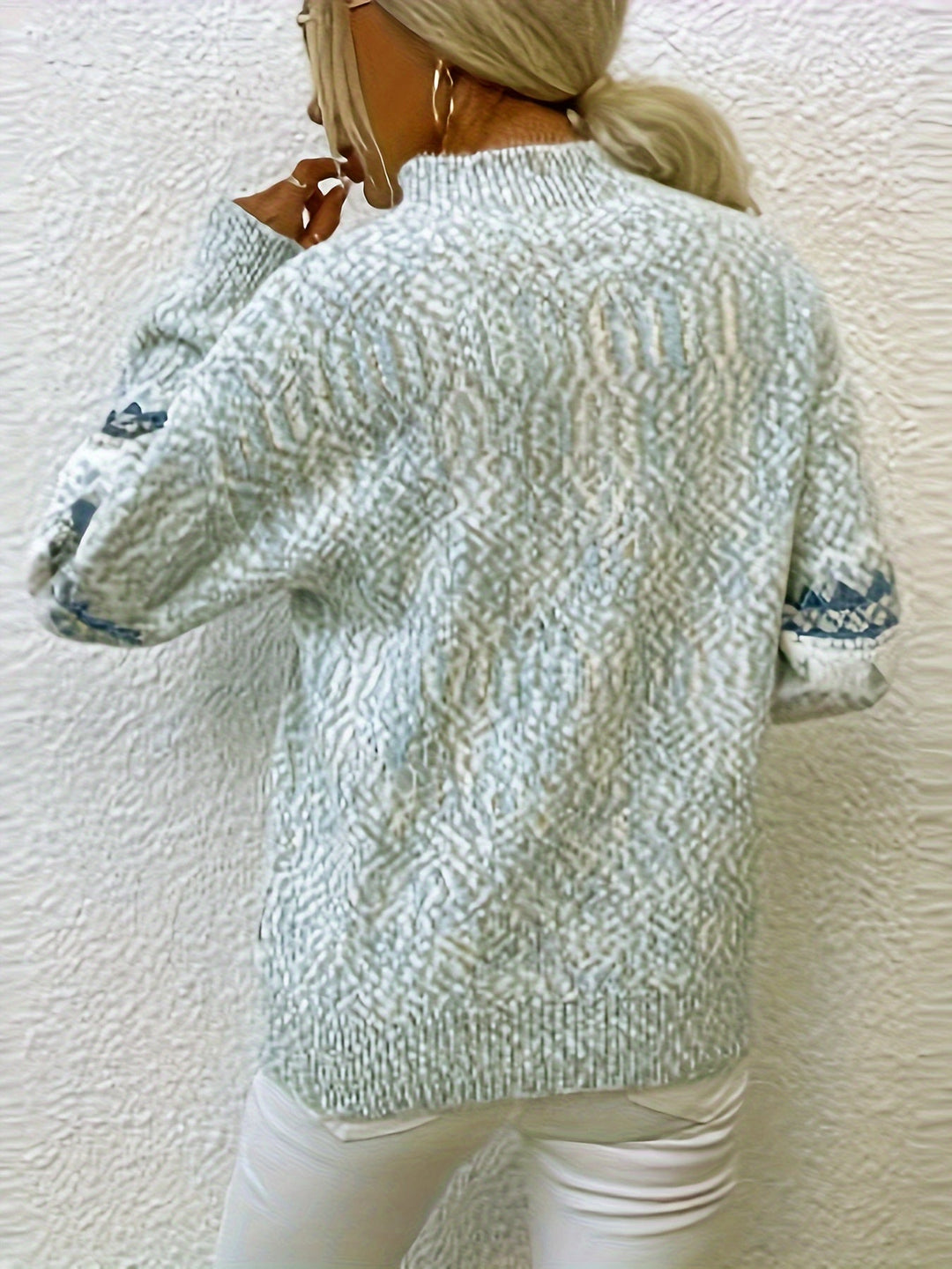 Heidi-Mode - Schicke Winter Schneeflocke Mock Neck Pullover für Damen