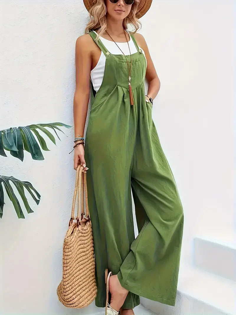 Heidi-Mode Lässiger Knopf-Overall Jumpsuit