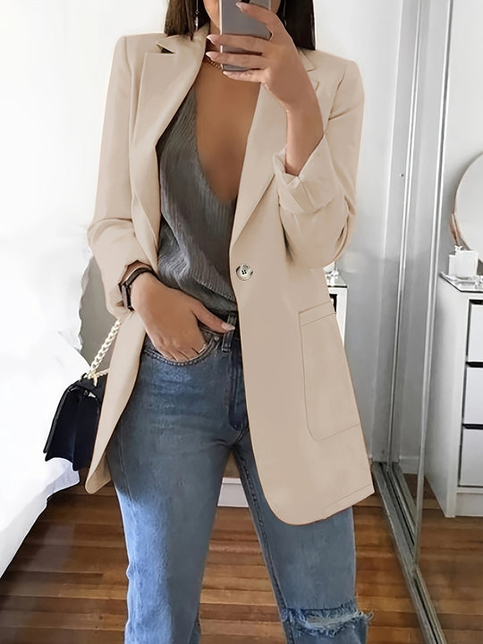 Heidi-Mode | Eleganter Business Longblazer mit Knopfleiste für Damen Chic & Ideal für Alle Jahreszeiten