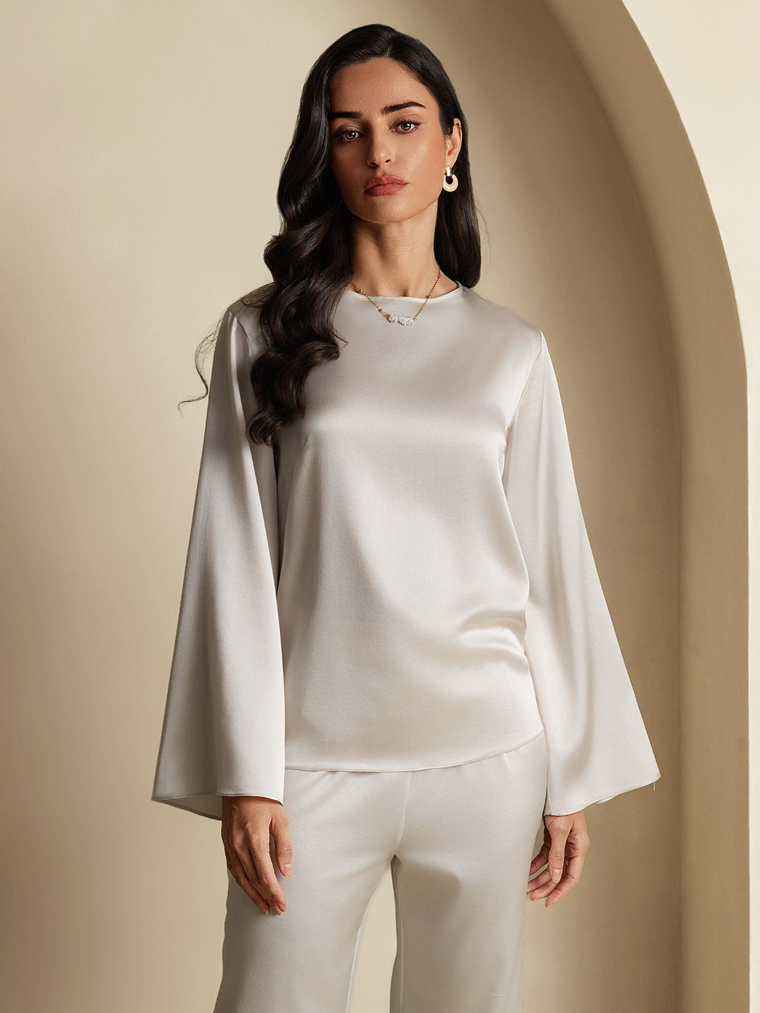 Heidi-Mode | Seiden Langarm Bluse