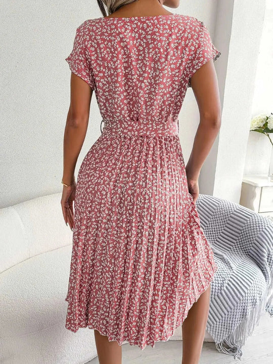 Heidi-Mode | Geklede rok met brede bloemrand en korte mouwen voor vrouwen