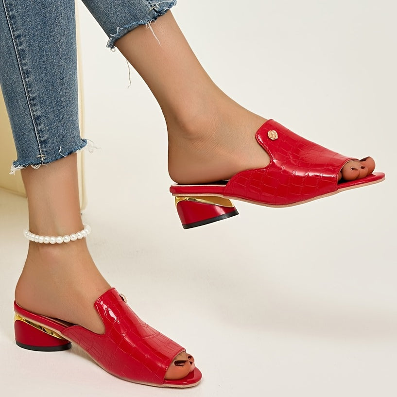 Heidi-Mode | Sandalen mit Krokodilmuster, mit Offenen Zehen und Eleganten Stilettos