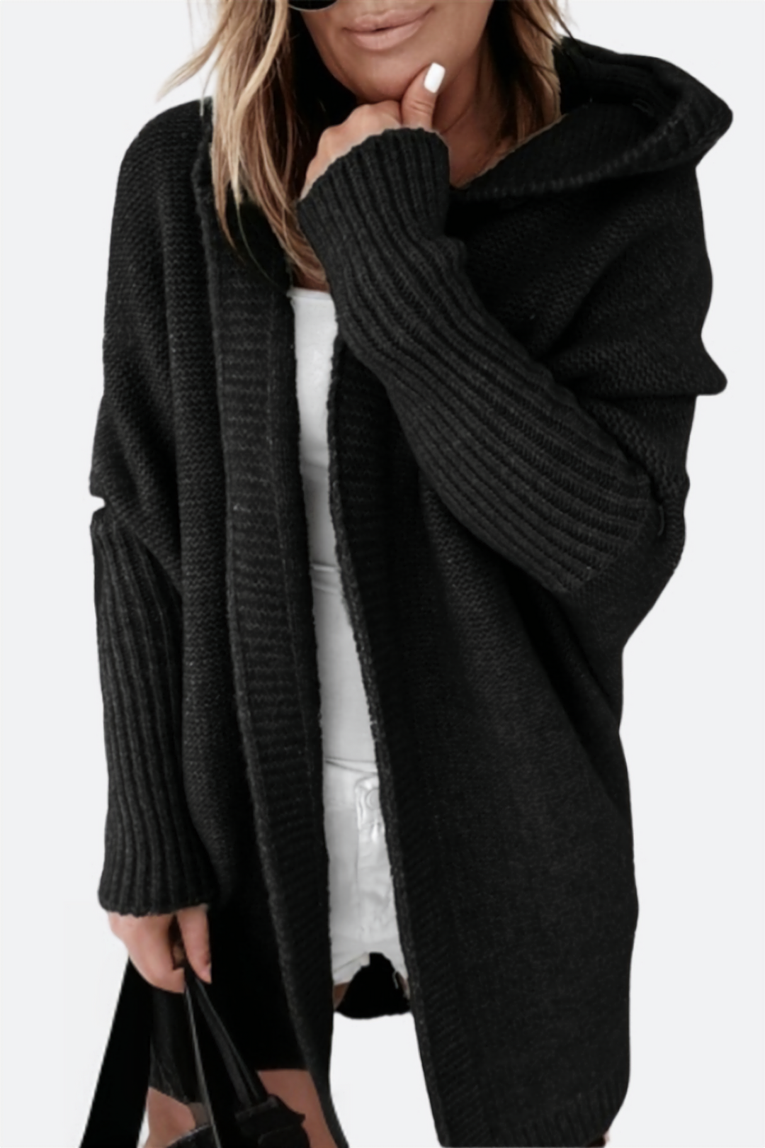 Oversized Strickcardigan mit Kapuze