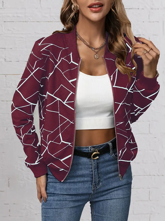 Heidi-Mode | Bomberjacke Mit Geo-Print Und Reißverschluss