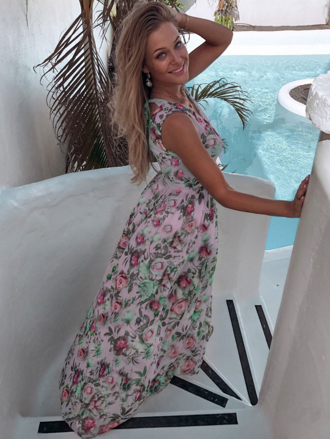 Heidi Mode | Bedrucktes geteiltes Chiffonkleid