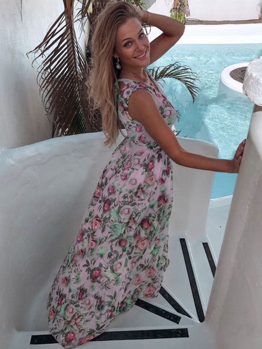 Heidi Mode | Bedrucktes geteiltes Chiffonkleid