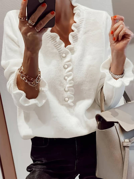 Heidi-Mode | Stylischer Pullover mit V-Ausschnitt für Damen Trendy und Bequem
